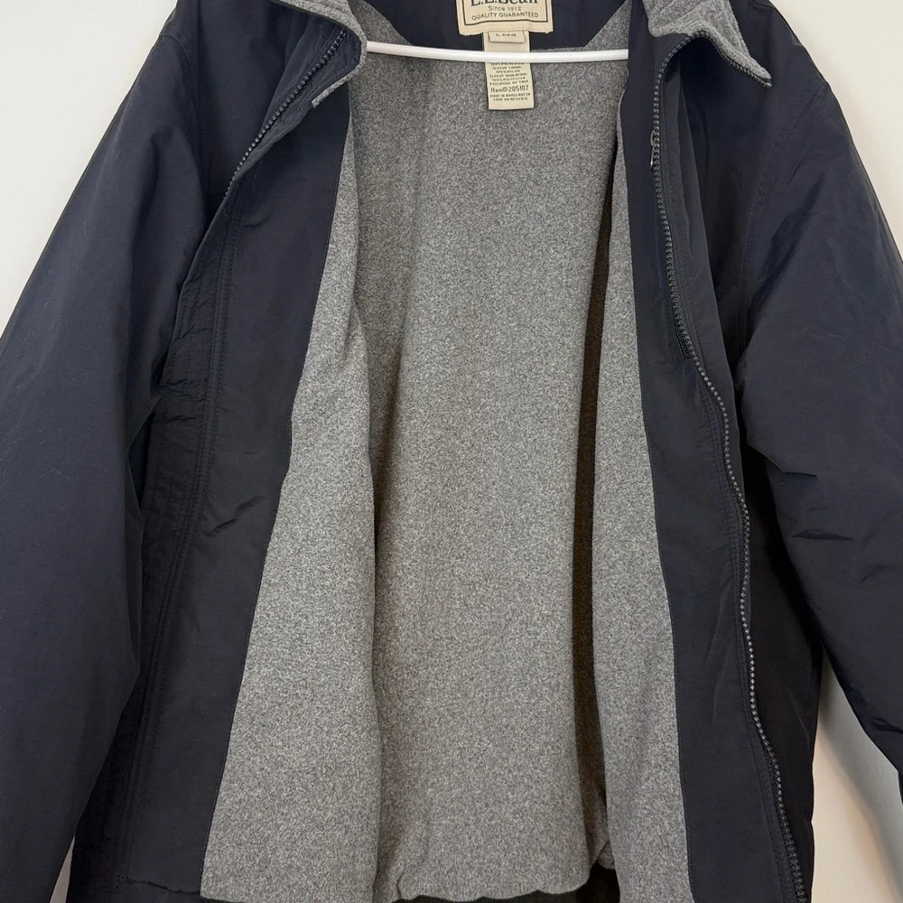LL Bean Men’s Fleece Lined Warm-Up Jacket. Navy Blue. Size Large Regular.
